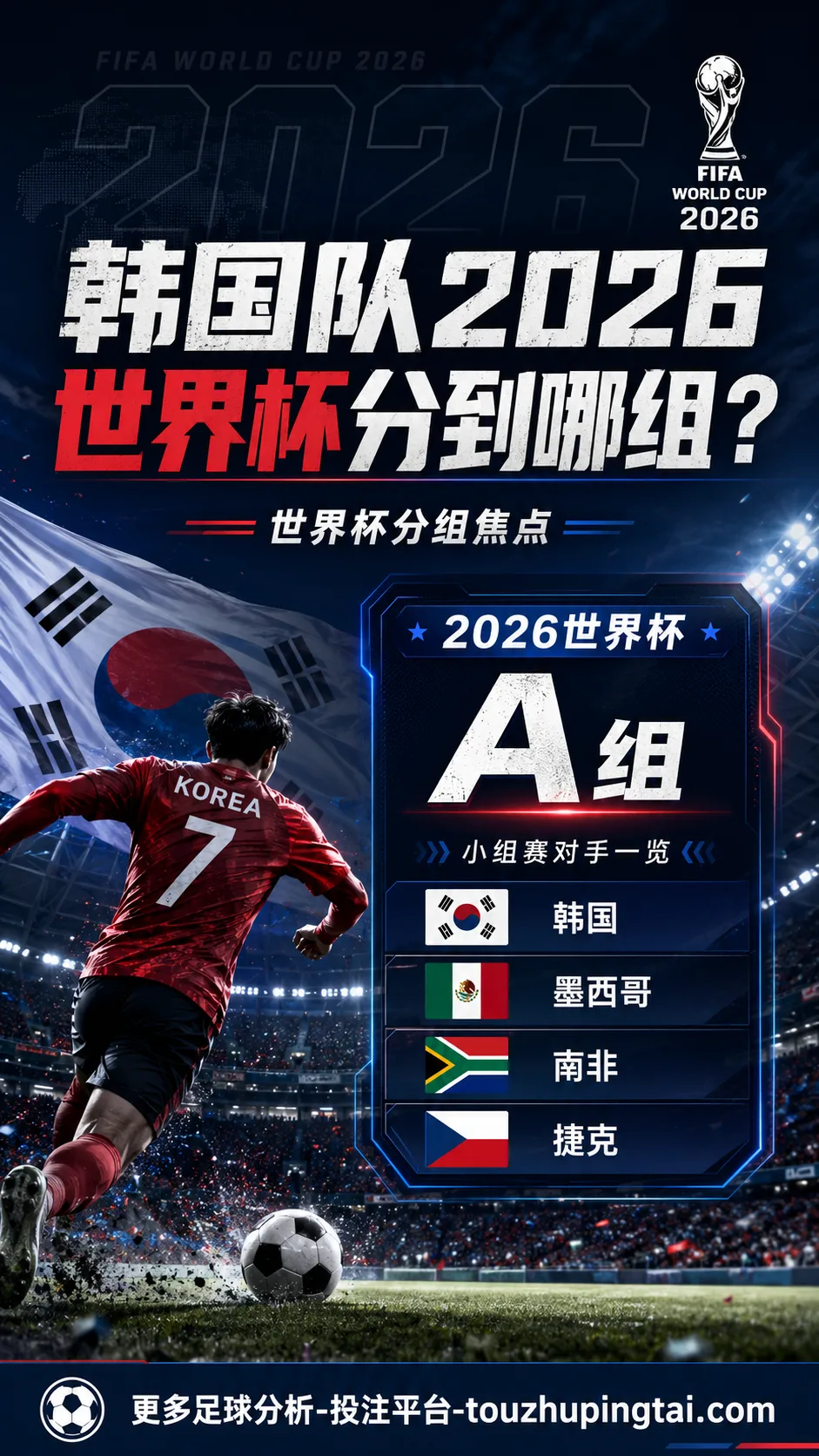 韩国队2026世界杯分到哪组？