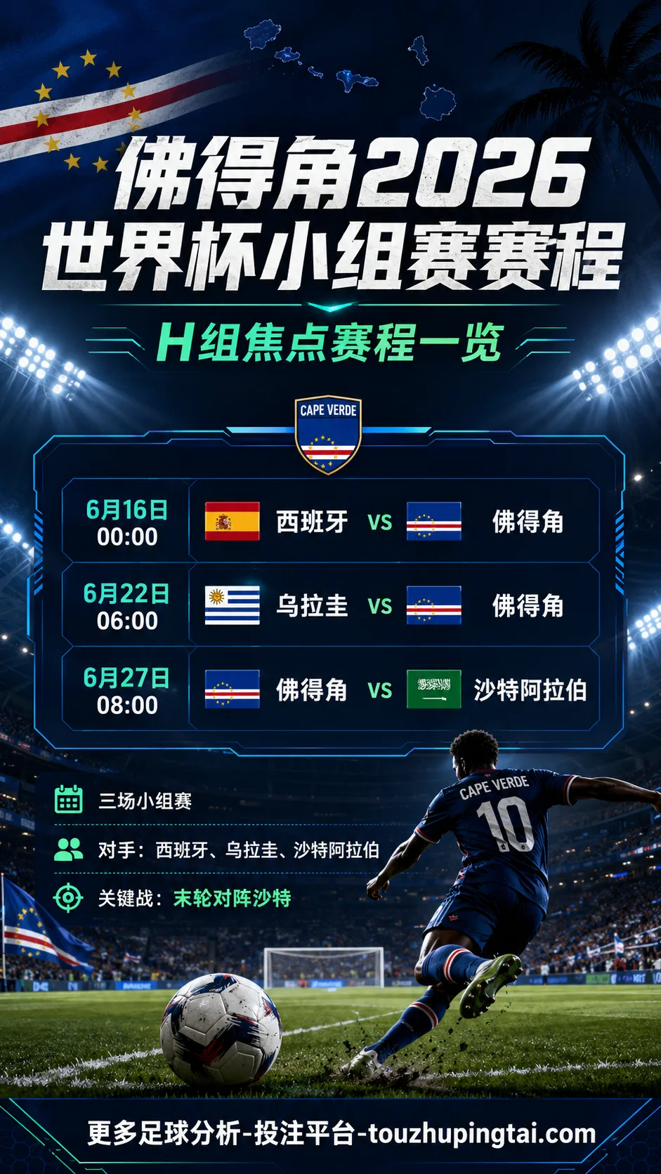 佛得角2026世界杯小组赛几号踢？