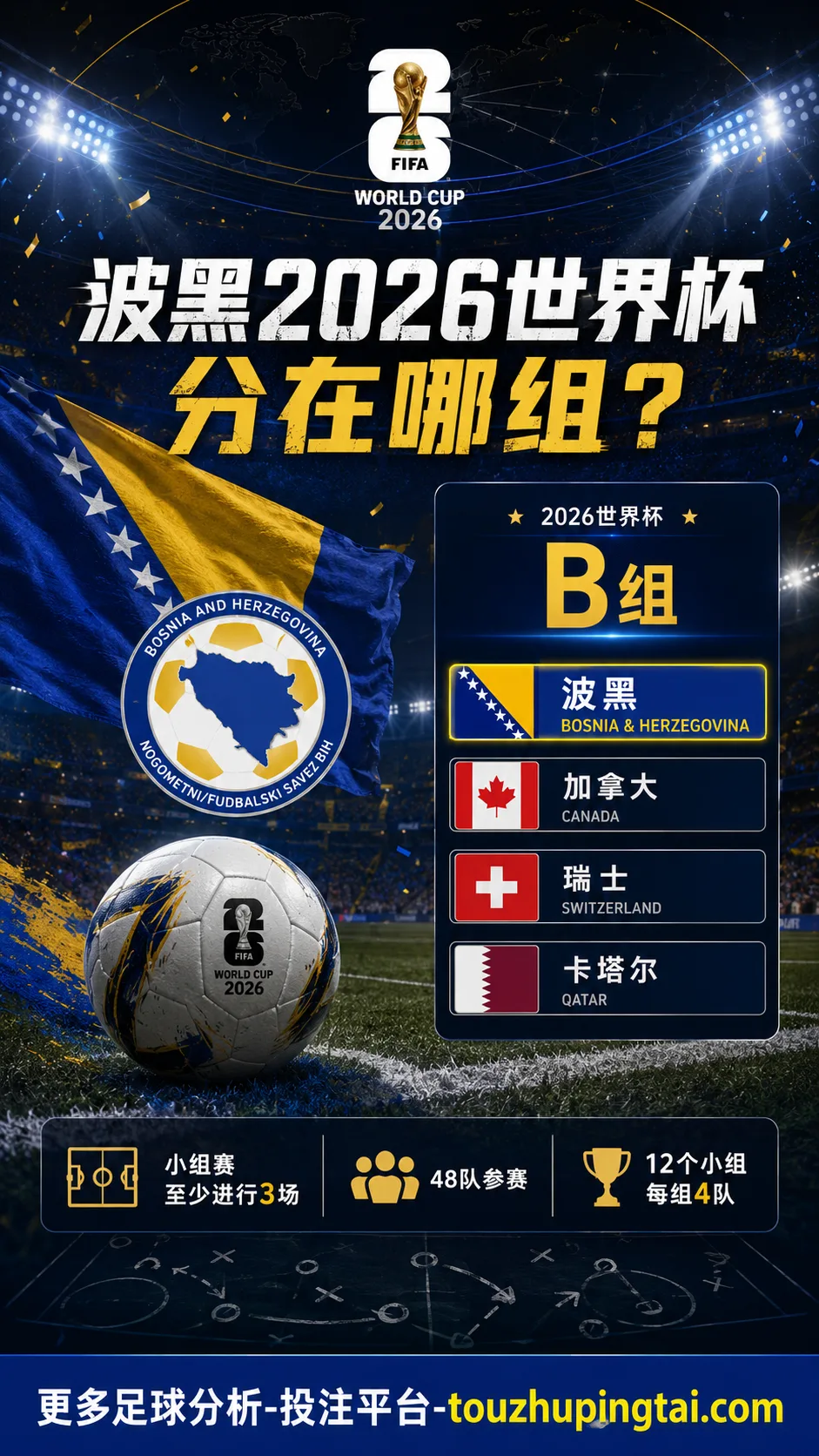 波黑2026世界杯分在哪组？