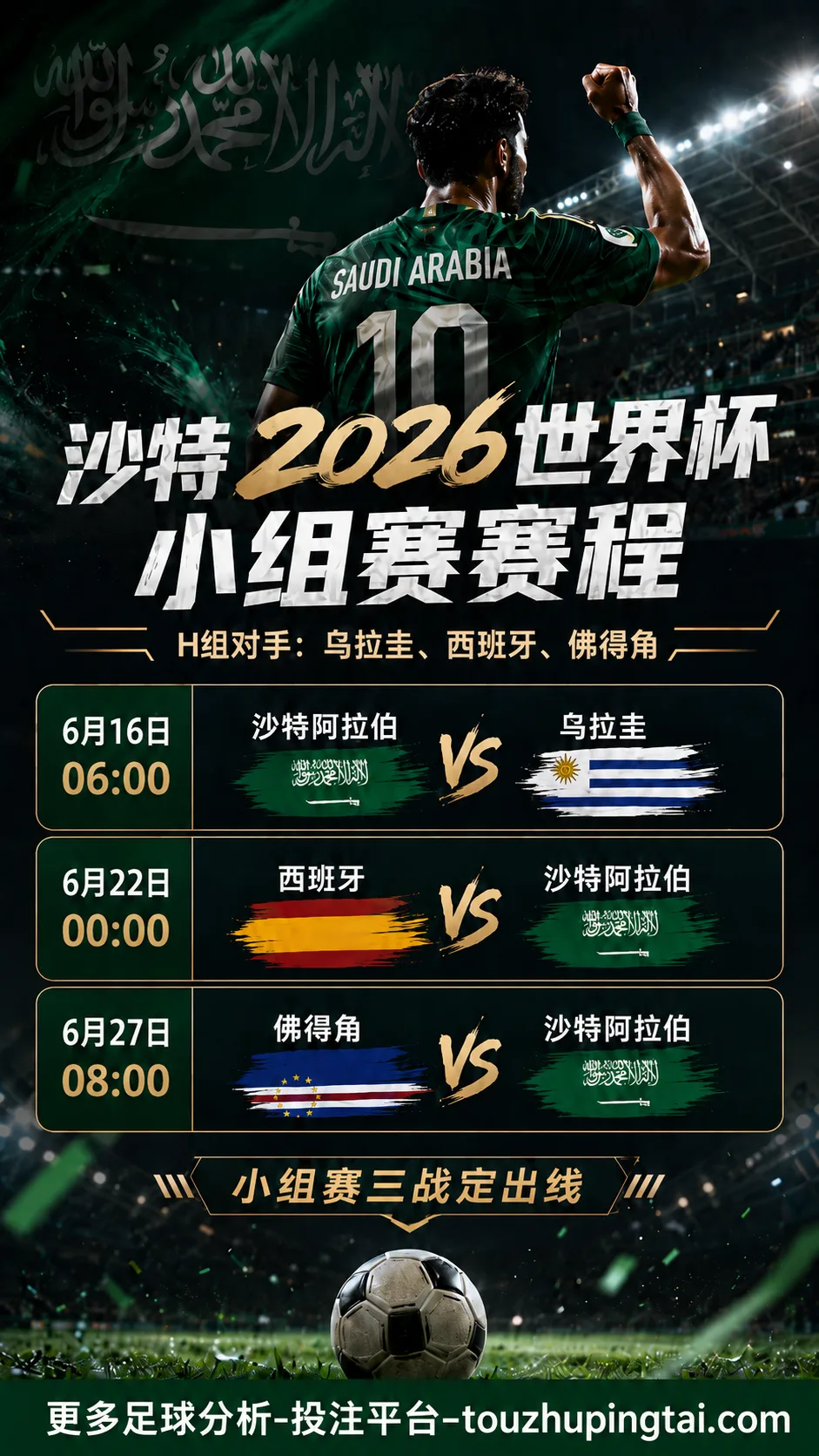 沙特2026世界杯小组赛何时开踢？