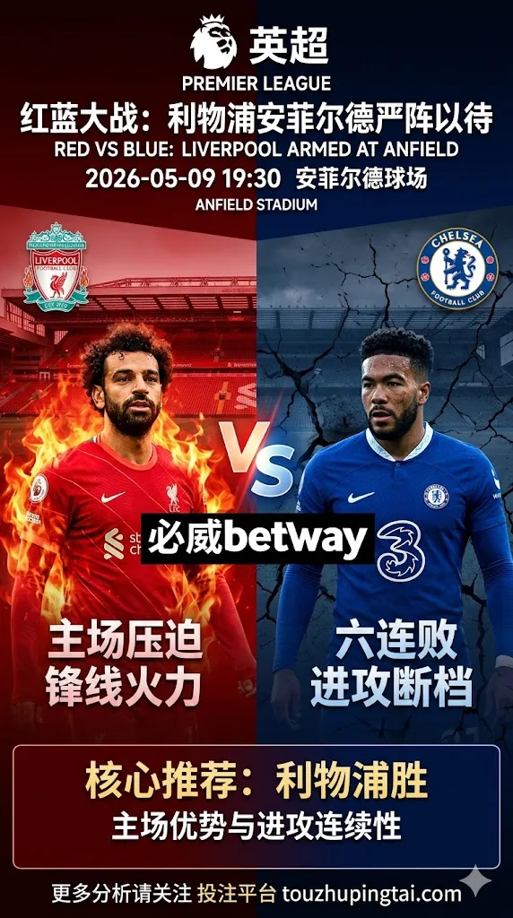 英超前瞻 利物浦 VS 切尔西：主场面占优但半球盘仍需防伤停波动