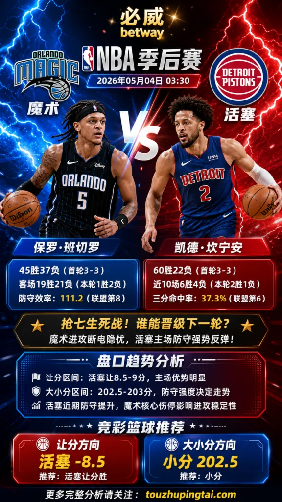 NBA季后赛 魔术 vs 活塞 活塞主场优势更足，小分结构更清晰