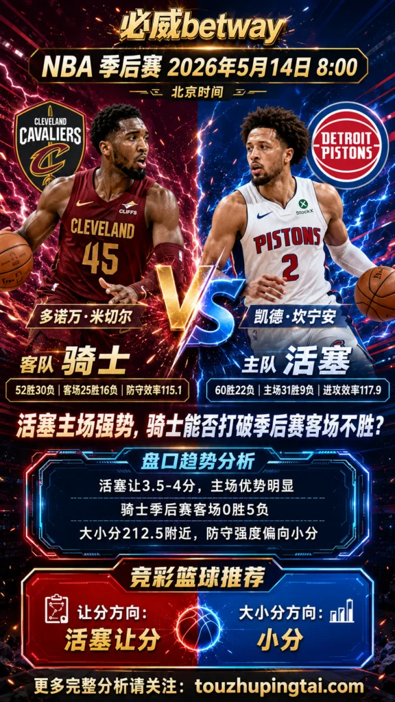 NBA季后赛 活塞 vs 骑士 活塞主场韧性仍是让分核心
