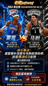 NBA季后赛 雷霆 vs 马刺 雷霆深度优势更突出，马刺后场伤停观察是核心变量
