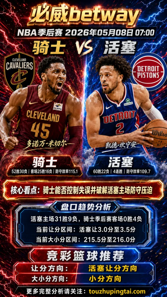 NBA季后赛 骑士 vs 活塞 活塞主场优势与防守结构更稳