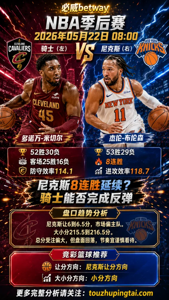 NBA季后赛 骑士 vs 尼克斯 尼克斯主场延续强势更值得顺势看待