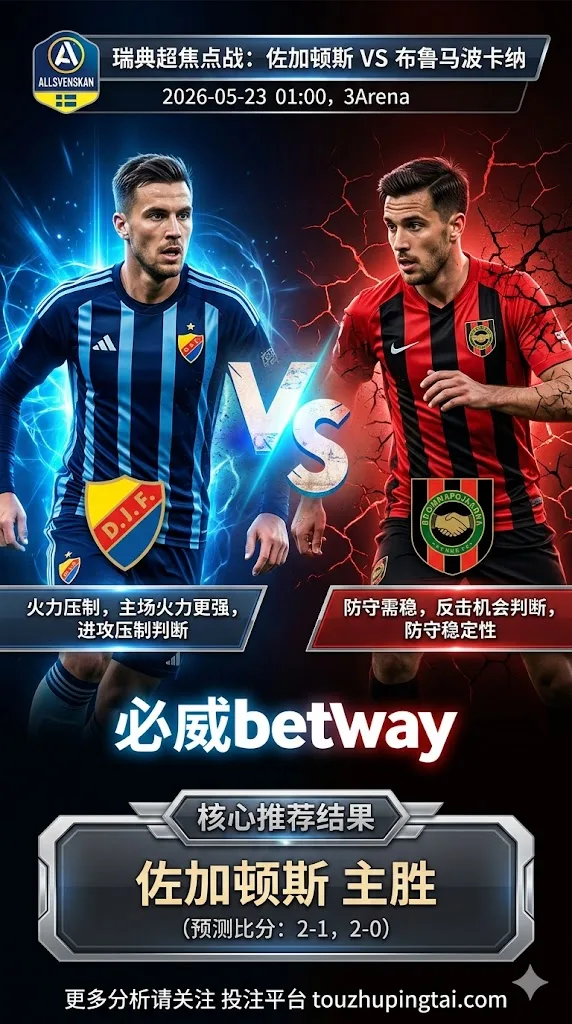 瑞典超前瞻 佐加顿斯 VS 布鲁马波卡纳：主场火力占优但防线波动仍需防范