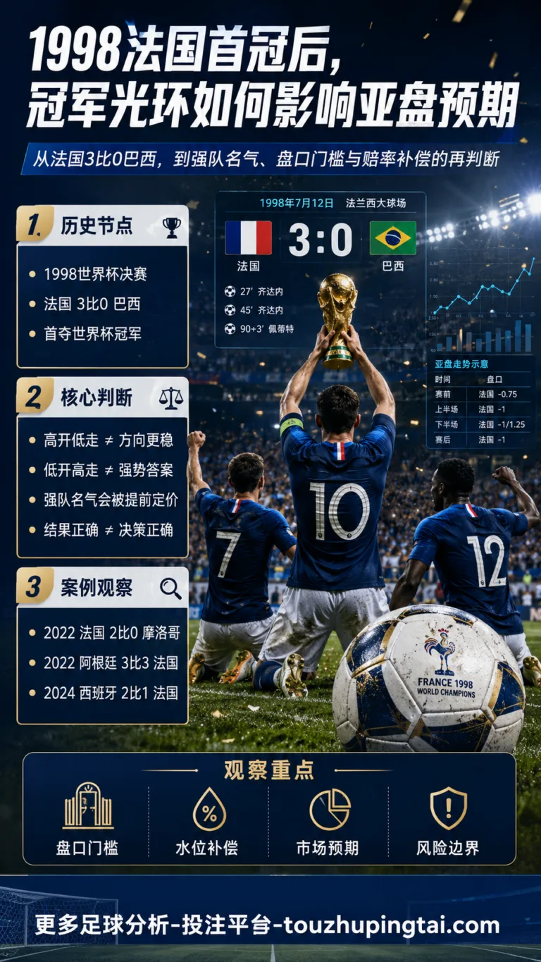 1998法国首冠后，冠军光环如何影响亚盘预期