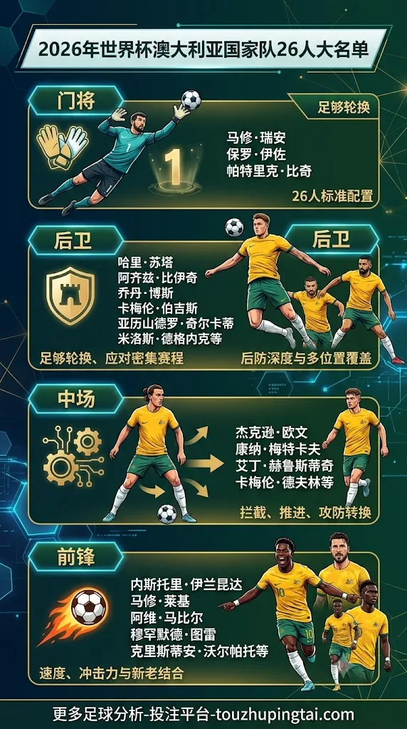 2026世界杯澳大利亚阵容有哪些人？