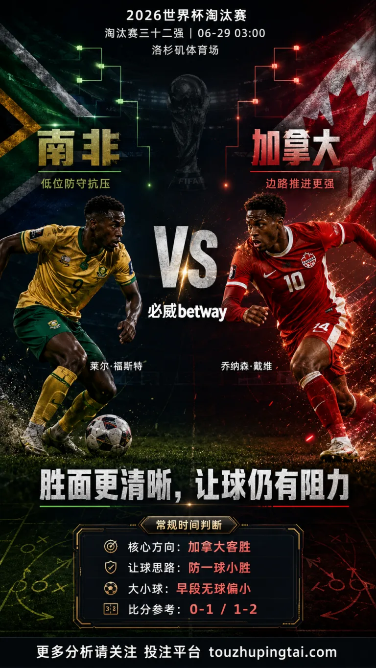 2026世界杯淘汰赛三十二强 南非 VS 加拿大：加拿大胜面更清晰，能否穿盘取决于反击效率