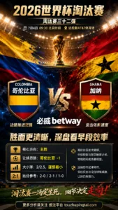 2026世界杯淘汰赛三十二强 哥伦比亚 VS 加纳：哥伦比亚进攻更顺，加纳反击仍有盘口价值