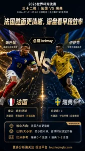 2026世界杯淘汰赛三十二强 法国 VS 瑞典：法国让步优势明显，早段效率决定深盘成色