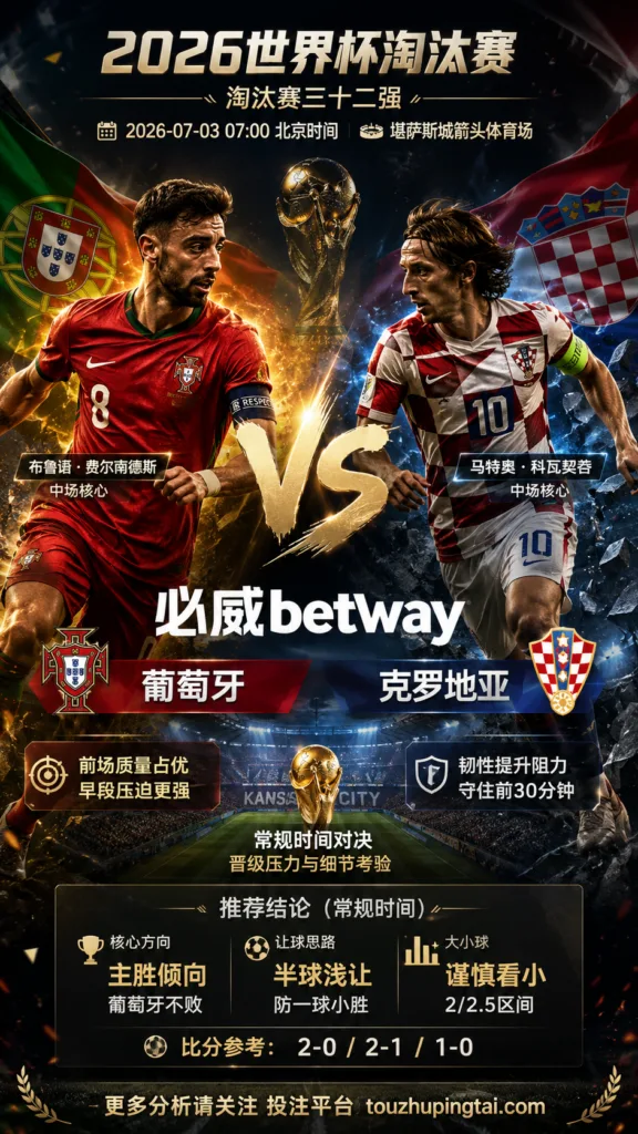 2026世界杯淘汰赛三十二强 葡萄牙 VS 克罗地亚：葡萄牙优势在前场质量，克罗地亚韧性提高阻力