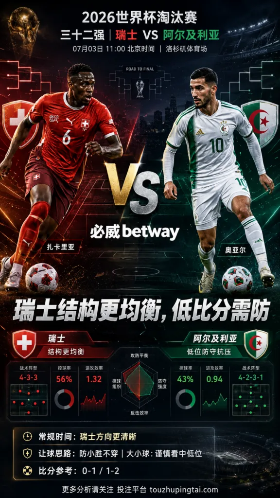 2026世界杯淘汰赛三十二强 瑞士 VS 阿尔及利亚：瑞士结构更均衡，低比分防守战可能性不低