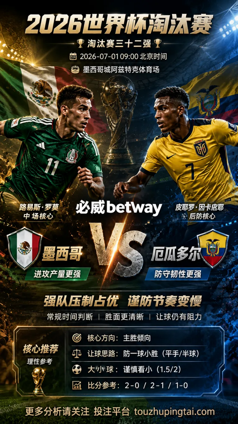 2026世界杯淘汰赛三十二强 墨西哥 VS 厄瓜多尔：墨西哥主导权稍优，小比分拉锯概率不低