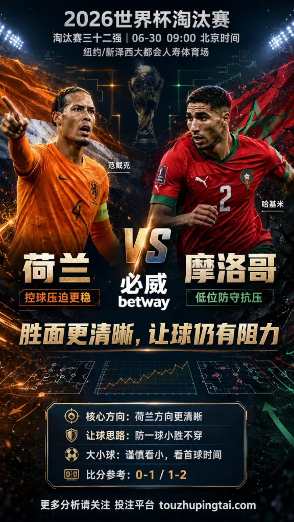 2026世界杯淘汰赛三十二强 荷兰 VS 摩洛哥：荷兰胜面略高，平局风险仍需保留