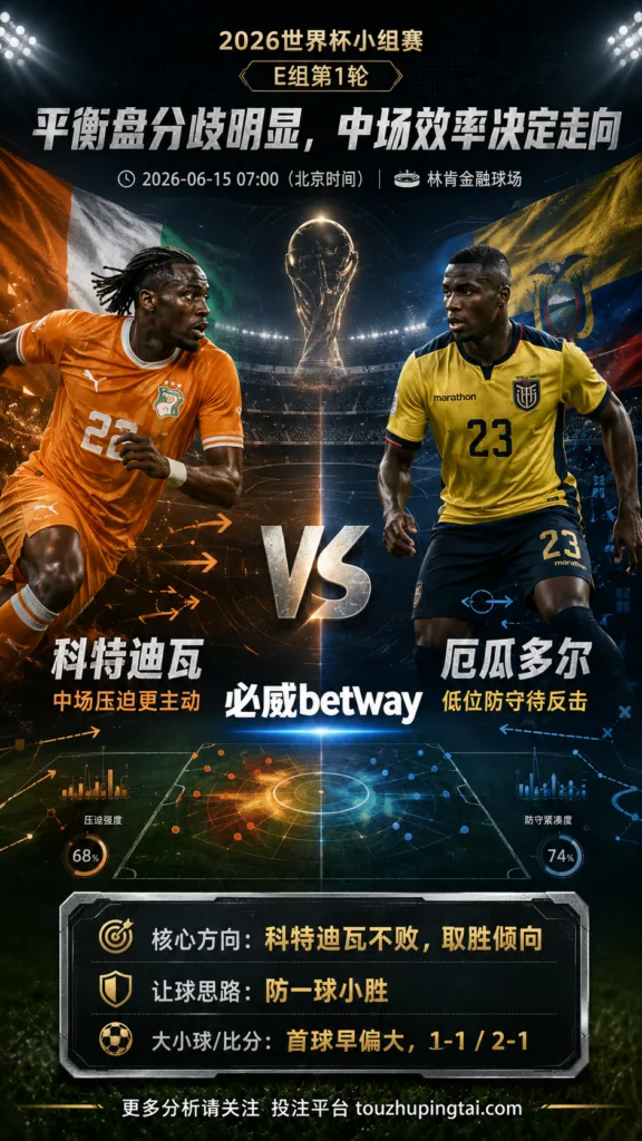 2026世界杯小组赛E组第1轮 科特迪瓦 VS 厄瓜多尔：平衡盘分歧明显，中场效率决定胜负走向