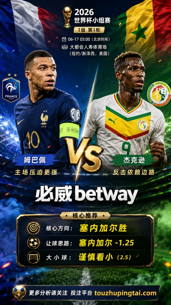 2026世界杯小组赛I组第1轮 法国 VS 塞内加尔：塞内加尔优势更清晰，深盘成败看早段效率