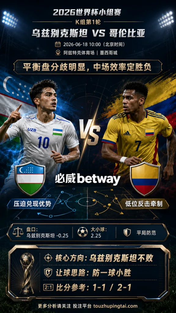 2026世界杯小组赛K组第1轮 乌兹别克斯坦 VS 哥伦比亚：平衡盘分歧明显，中场效率决定胜负走向