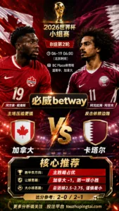 2026世界杯小组赛B组第2轮 加拿大 VS 卡塔尔：加拿大方向略占优，让球成败看节奏控制