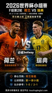 2026世界杯小组赛F组第2轮 荷兰 VS 瑞典：荷兰方向略占优，让球成败看节奏控制