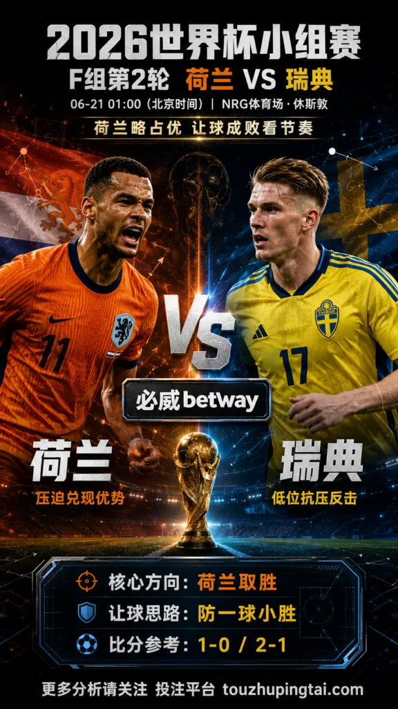 2026世界杯小组赛F组第2轮 荷兰 VS 瑞典：荷兰方向略占优，让球成败看节奏控制
