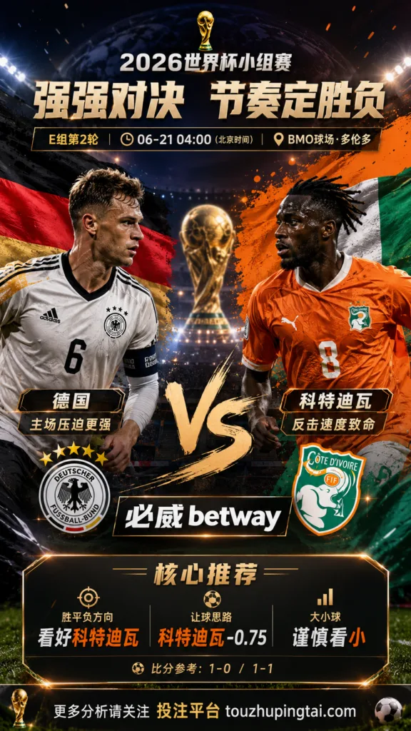 2026世界杯小组赛E组第2轮 德国 VS 科特迪瓦：科特迪瓦方向略占优，让球成败看节奏控制
