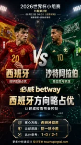 2026世界杯小组赛H组第2轮 西班牙 VS 沙特阿拉伯：西班牙方向略占优，让球成败看节奏控制
