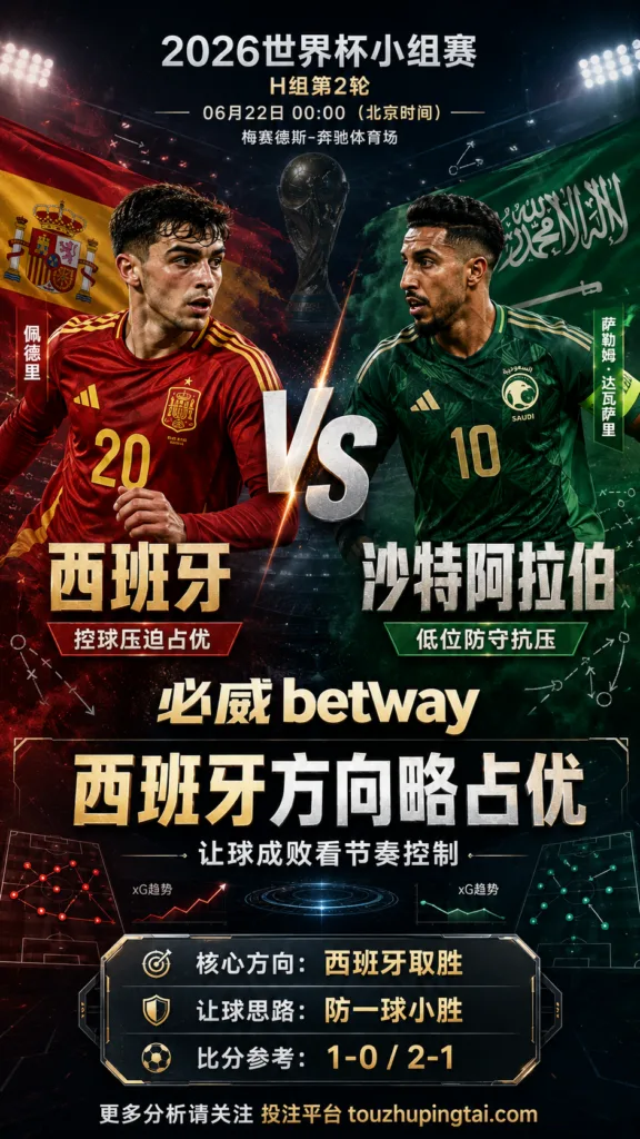2026世界杯小组赛H组第2轮 西班牙 VS 沙特阿拉伯：西班牙方向略占优，让球成败看节奏控制