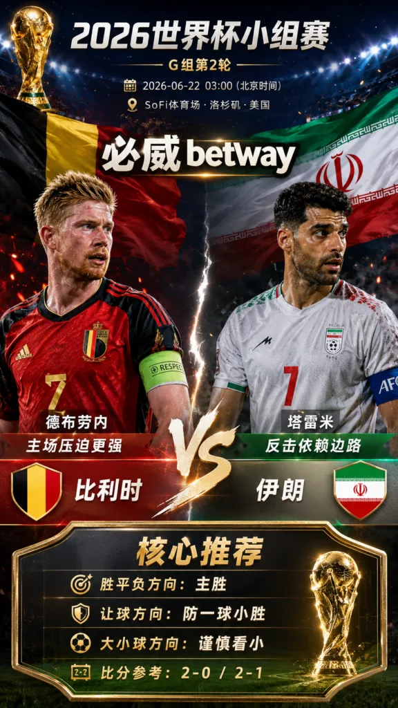 2026世界杯小组赛G组第2轮 比利时 VS 伊朗：比利时方向略占优，让球成败看节奏控制