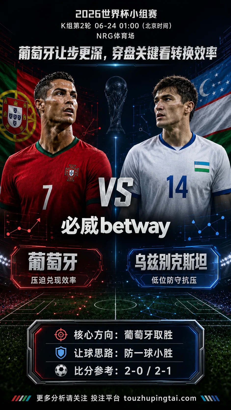 2026世界杯小组赛K组第2轮 葡萄牙 VS 乌兹别克斯坦:葡萄牙让步更深,穿盘关键看转换效率