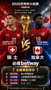 2026世界杯小组赛B组第3轮 瑞士 VS 加拿大：瑞士方向略占优，让球成败看节奏控制