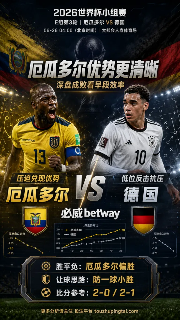 2026世界杯小组赛E组第3轮 厄瓜多尔 VS 德国：厄瓜多尔优势更清晰，深盘成败看早段效率