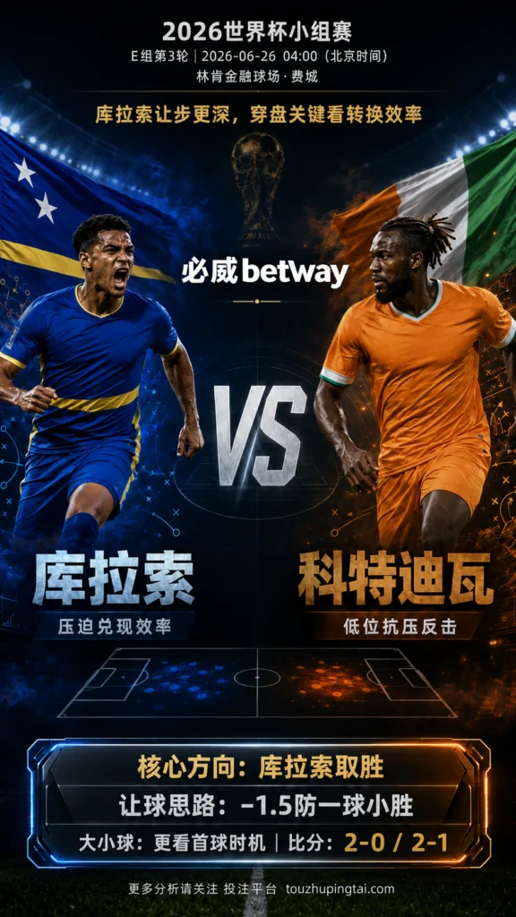 2026世界杯小组赛E组第3轮 库拉索 VS 科特迪瓦：库拉索让步更深，穿盘关键看转换效率