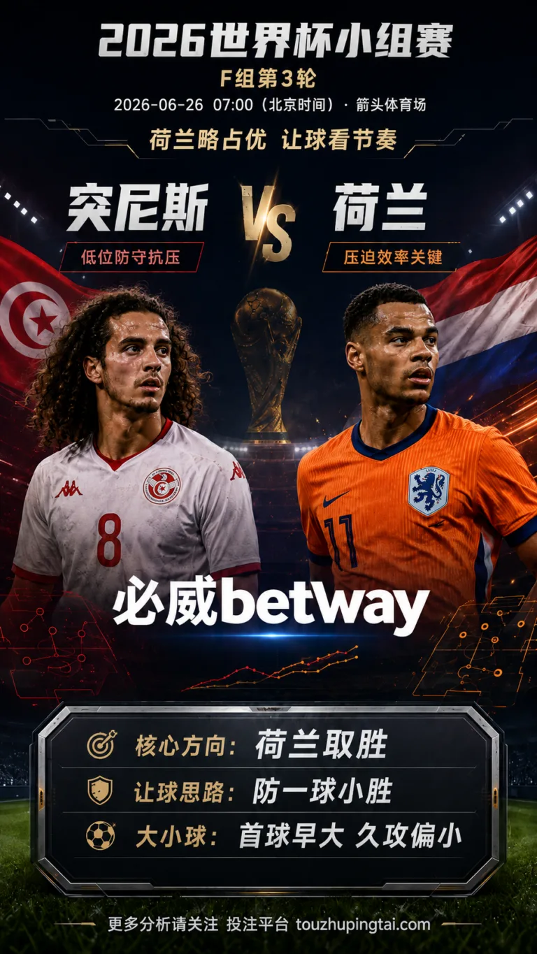 2026世界杯小组赛F组第3轮 突尼斯 VS 荷兰：荷兰方向略占优，让球成败看节奏控制