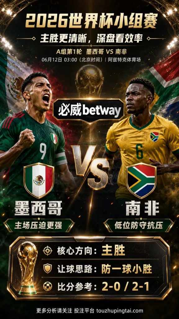 2026世界杯小组赛A组第1轮 墨西哥 VS 南非：主胜方向更清晰，深盘成败看早段效率