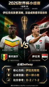 2026世界杯小组赛I组第3轮 塞内加尔 VS 伊拉克：伊拉克优势更清晰，深盘成败看早段效率