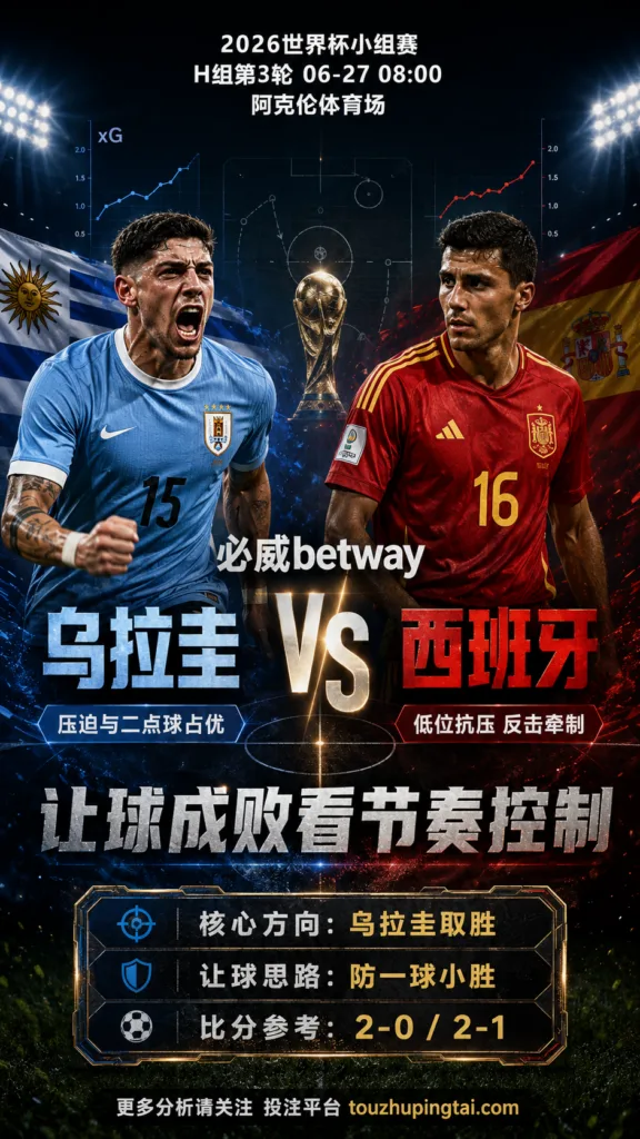 2026世界杯小组赛H组第3轮 乌拉圭 VS 西班牙：乌拉圭方向略占优，让球成败看节奏控制