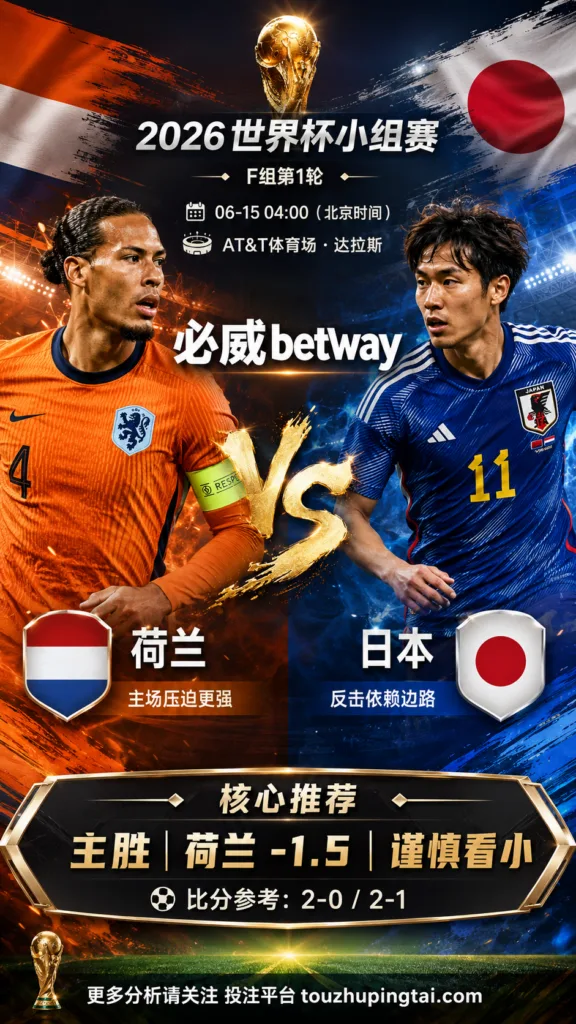 2026世界杯小组赛F组第1轮 荷兰 VS 日本：荷兰优势更清晰，深盘成败看早段效率