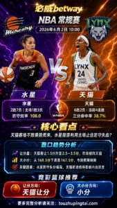 NBA常规赛 水星 vs 天猫 天猫客场让分热度占优但伤停风险不可忽视
