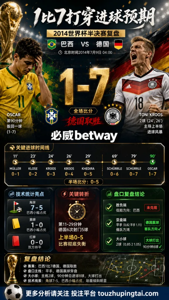 世界杯2014半决赛：巴西 vs 德国 复盘｜1比7打穿进球预期