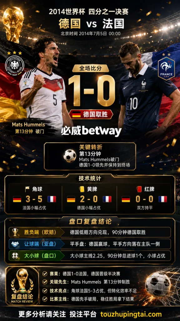 世界杯2014四分之一决赛：德国 vs 法国 复盘｜1比0验证赛前强弱