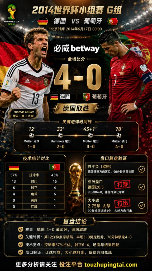 世界杯2014小组赛：德国 vs 葡萄牙 复盘｜4比0验证赛前强弱