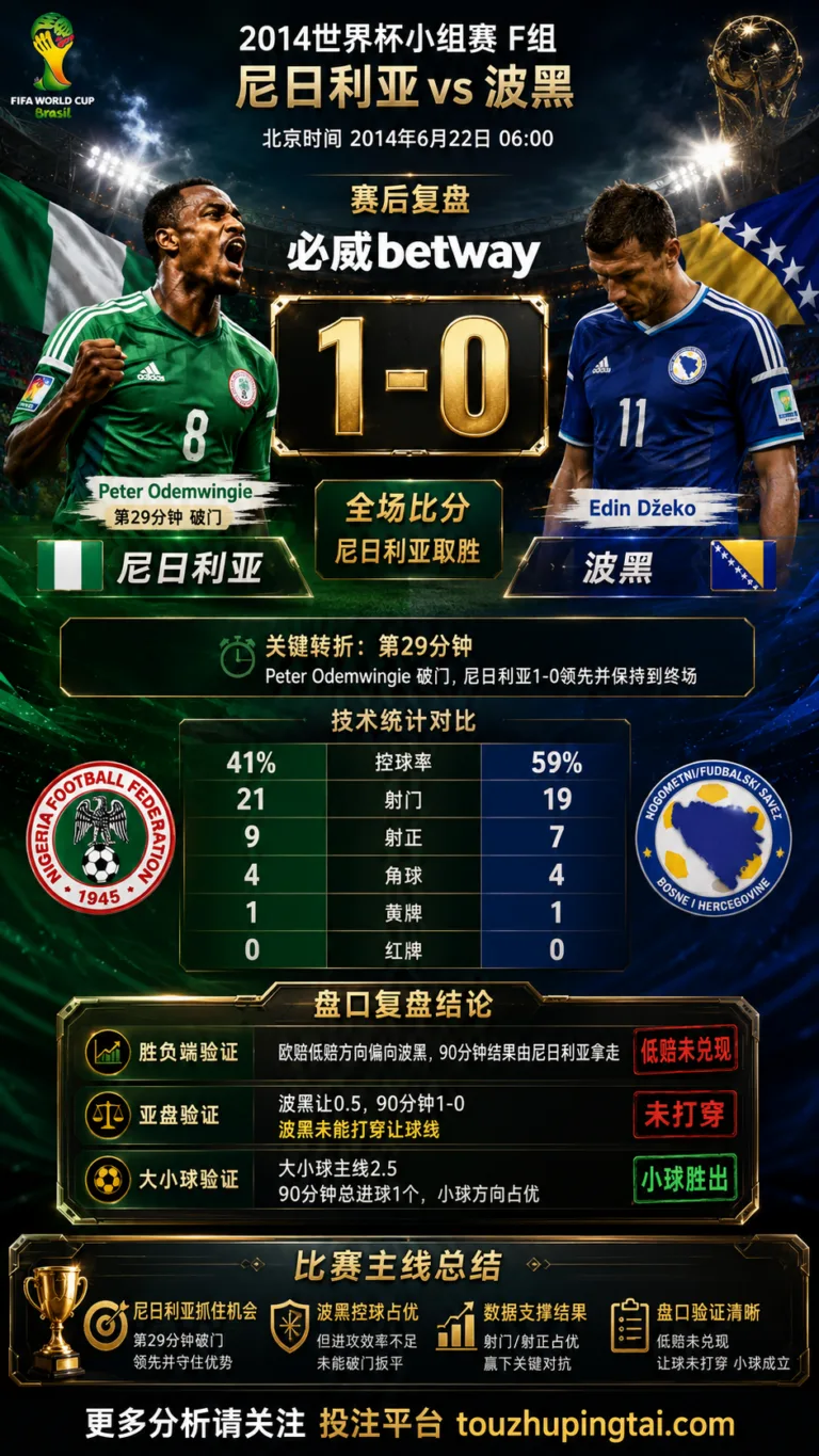 世界杯2014小组赛：尼日利亚 vs 波黑 复盘｜1比0验证赛前强弱