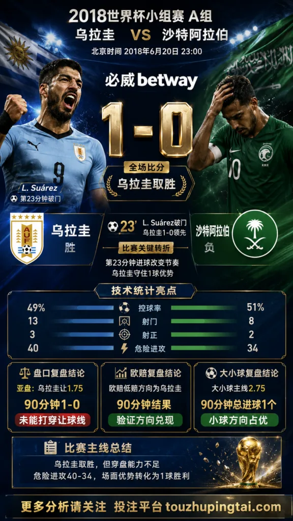 世界杯2018小组赛：乌拉圭 vs 沙特阿拉伯 复盘｜1比0验证赛前强弱