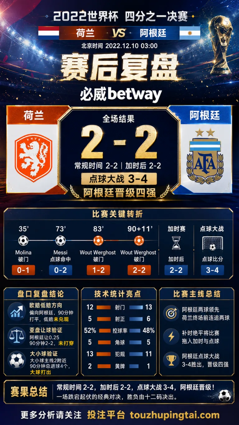 世界杯2022四分之一决赛：荷兰 vs 阿根廷 复盘｜2比2之后，阿根廷点球过关