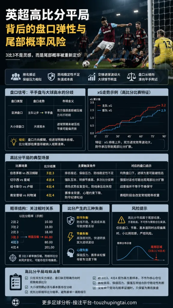 英超高比分平局背后的盘口弹性与尾部概率风险