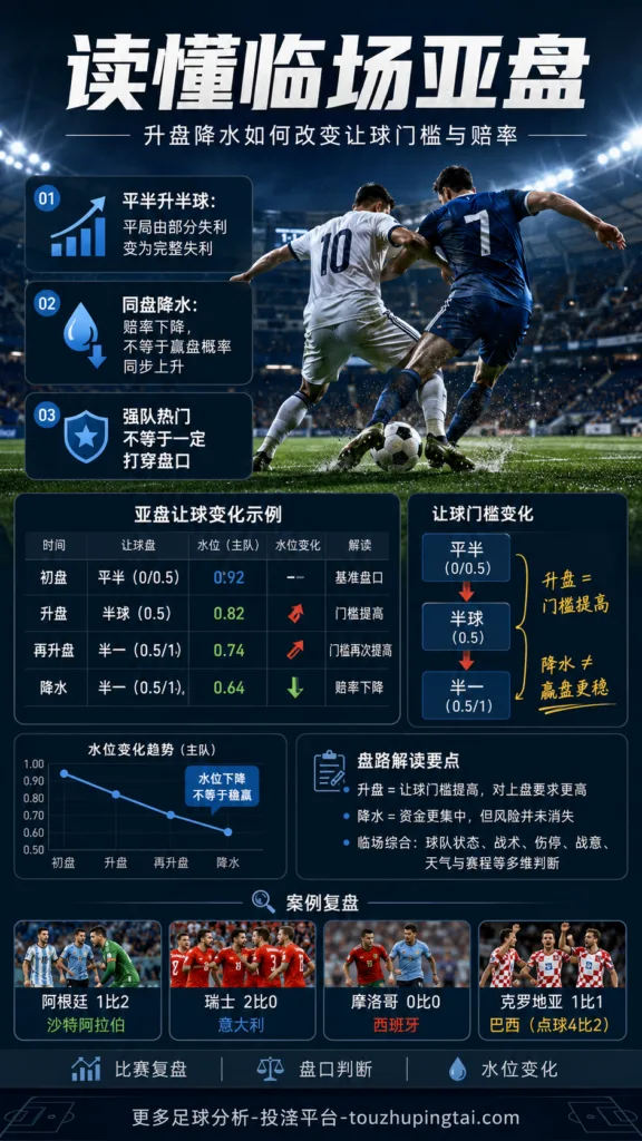 读懂临场亚盘：升盘降水如何改变让球门槛与赔率