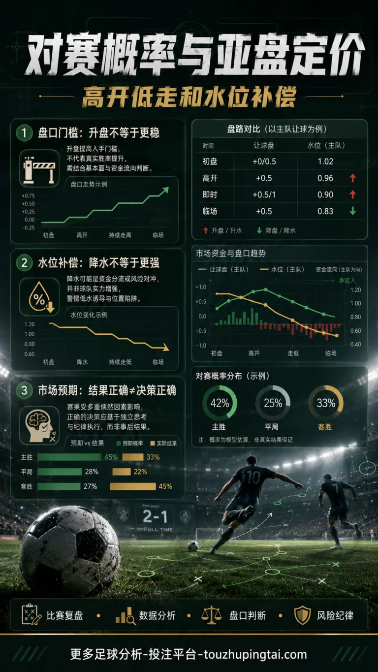 对赛概率与亚盘定价：高开低走和水位补偿