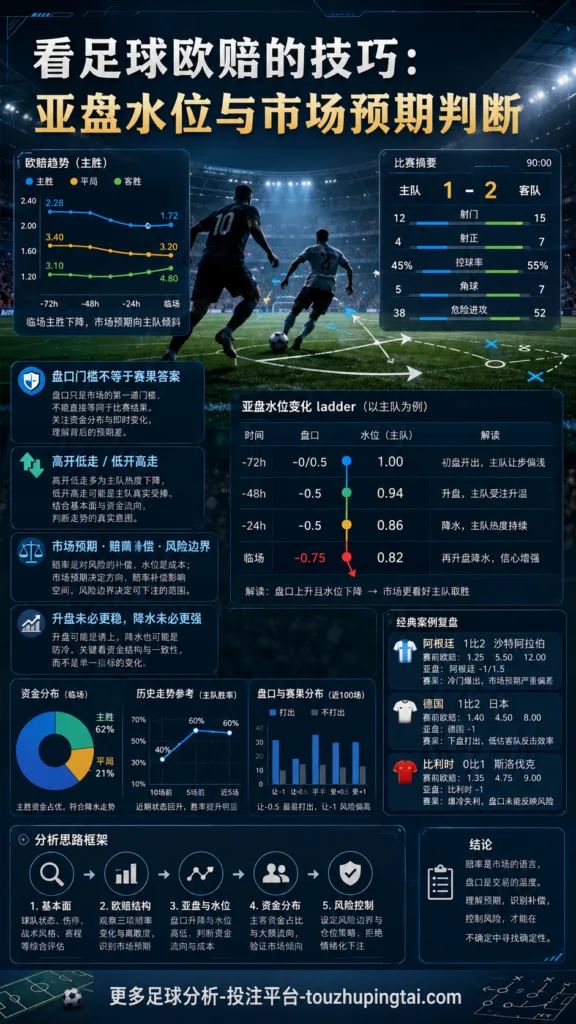 看足球欧赔的技巧：亚盘水位与市场预期判断
